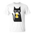 面白い黒猫はビールが大好きおもしろいビール好き Tシャツ