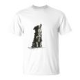 飼い主を見ているボーダーコリー 農場の犬 Tシャツ
