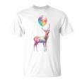 鹿 カラフル モチーフ 抽象 動物 プリント アート 鹿 Tシャツ