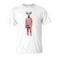 鹿 人間 アート カラフル 動物 絵画 グラフィック 鹿 Tシャツ