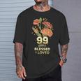 99歳祝福され愛された花 99歳の誕生日お母さんおばあちゃん Tシャツ 彼への贈り物