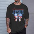 America Needs Jesus Christian Usa Flag 4Th Of July Bow Retro T-Shirt Gifts for Him