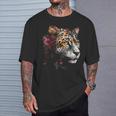 Arte De Flores De Leopardo Leopardo Animal Camiseta unisex Regalos para él