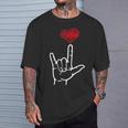 Asl I Love You Hand Heart アメリカ手話 Tシャツ 彼への贈り物