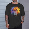 Basketball Colorful Drip Graphic T-Shirt Gifts for Him