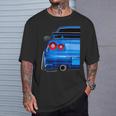 Blue Gt R 34 Jdm スカイラインスタンス カー ドリフトレーシング Tシャツ 彼への贈り物