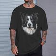 Border Collie Dog Motif Mandala Border Collie Camiseta unisex Regalos para él