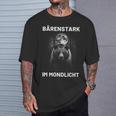 Bärenstark Im Mondlicht 満月 森 月明かり グリズリーベア Tシャツ 彼への贈り物