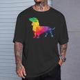 Dachshund Gay Pride Lgbt Lgbtq Rainbow Flag Dog Lovers Tシャツ 彼への贈り物