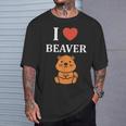 Baby Beavers Minimalist Cute I Love Beaver Tシャツ 彼への贈り物