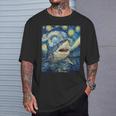 Shark Van Gogh Style Starry Night T-Shirt Gifts for Him