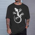 Gecko Dad Mom Lover モノクロ ヤモリ Tシャツ 彼への贈り物