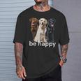 Be Happy ラブラドールレトリバー ゴールデンブラックブラウン チョコレートラボ Tシャツ 彼への贈り物