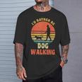 I'd Rather Be Dog Walking レトロ ラブドッグウォーカー Tシャツ 彼への贈り物