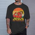 Jesus Has Your Back 柔術 レトロ クリスチャン Tシャツ 彼への贈り物