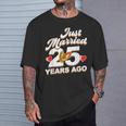 Just Married 25 Years Ago シルバーウェディング Tシャツ 彼への贈り物