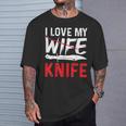 メンズ Knife Collector I Love My Wife ナイフ Tシャツ 彼への贈り物