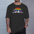 Lgbtq レインボー 山 サンセット ヴィンテージ Tシャツ 彼への贈り物