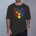 Lgbtq レインボーフラッグハート Lgbtqia バレンタインデー プライドムーン Tシャツ 彼への贈り物