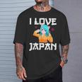 I Love Japan Kawaii Anime Girl Neko Cat Girl Otaku Weeb Tシャツ 彼への贈り物