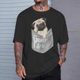Love Pugs かっこいいポケットパグ ペット 犬 グラフィックデザイン Tシャツ 彼への贈り物