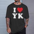 I Love Yk Initials I Heart YK First Last Name Y K Tシャツ 彼への贈り物