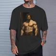 Muscle Man Bodybuilder Gay Daddy Classic Oil Paintingtyle Tシャツ 彼への贈り物