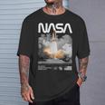 Nasa スペースシャトル打ち上げカラーの黒と白のワームロゴ Tシャツ 彼への贈り物