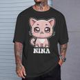 Nina かわいい猫 子猫デザイン 女の子 名前 ニーナ Tシャツ 彼への贈り物