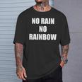No Rain No Rainbow ポジティブ インスピレーション モチベーションを高める引用 Tシャツ 彼への贈り物