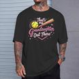 Proud Softball Grandma Cute Granddaughter Support T-Shirt Gifts for Him