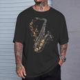 Saxofón Música Abstracto Gráfico Instrumento Motivoaxofón Camiseta unisex Regalos para él