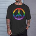 Simbolo Paz Hippie Bandera Lgbt Arcoiris Lesbian Gay Pride Camiseta unisex Regalos para él