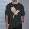 Sparrow-Spring-スズメ-春-自由-鳥-動物 Tシャツ 彼への贈り物