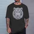 Tiger Lover 青い目の動物 ホワイトタイガー Tシャツ 彼への贈り物