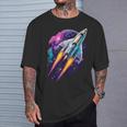 Universe Rockettart Cosmoshuttle Flight Galaxypace T-Shirt Geschenke für Ihn