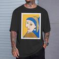 【ピカソ風】真珠の耳飾りの少女／フェルメール（パロディ）【世界の名画】面白い 美術館アート Tシャツ 彼への贈り物