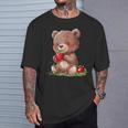 いちごくま かわいい くま 作品 描画 いちご フルーツ Tシャツ 彼への贈り物