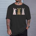 かわいい ヒョウ イースター バニー ウサギ トリオ フローラル ハッピーイースター Tシャツ 彼への贈り物
