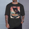 かわいい 黒猫 ラブ ラーメン カワイイ ねこ アニメ 日本語 Tシャツ 彼への贈り物