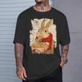 かわいいウサギが麺をすする Tシャツ 彼への贈り物