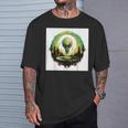 かわいいグリーンエイリアンヘッドufoスペースフェイス Tシャツ 彼への贈り物