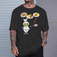 かわいいコックさん 洋食屋さん オムライス ナポリタン ハンバーグ エビフライ ウィンナー フライパン おもしろ Tシャツ 彼への贈り物
