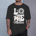 アイ・ラブ・マルチーズ・ドッグ・オーナー・ファニー・ポー・プリント・サンフラワー・ラバー Tシャツ 彼への贈り物