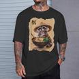 アライグマ 男性 女性 かわいい 食べる ラーメン 和 タヌキ Tシャツ 彼への贈り物