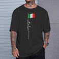 イタリアシグネチャーフラッグポール エレガントな愛国的なイタリア国旗 Tシャツ 彼への贈り物