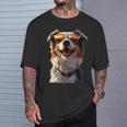 オーストラリアン・シェパード＆サングラス 愛犬家 シェパード Tシャツ 彼への贈り物