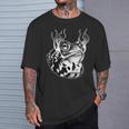 カエル ウシガエル ヒキガエル 炎 ブラックワーク Tシャツ 彼への贈り物