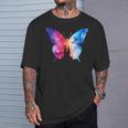 カラフルなシルエット抽象的な水彩蝶 Tシャツ 彼への贈り物