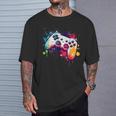 カラフルなビデオゲームコントローラー ジョイスティック コンソール Tシャツ 彼への贈り物